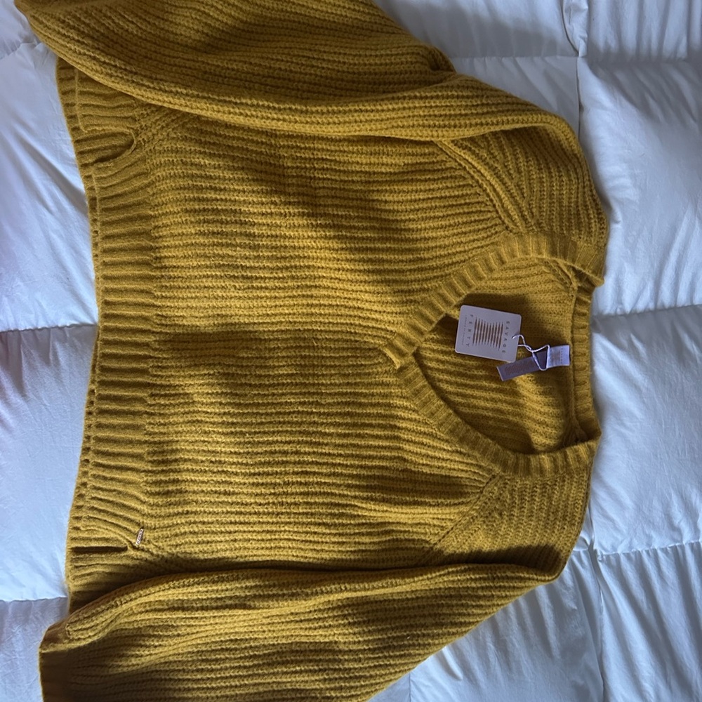 Savage X Fenty Mustard V-Neck Sweater